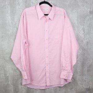 Pierre Cardin Button Up Shirt Mens Size 18 Pink Long Sleeve 34/35